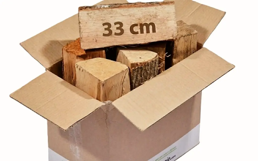 CARTON de 43 dm3 de bois Dur Sec coupé en 33 cm