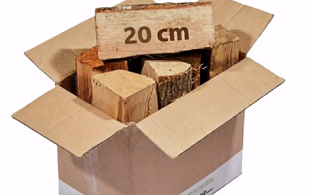 CARTON de 45 dm3 de bois Dur Sec coupé en 20 cm