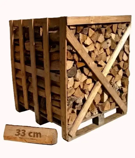 Palette de 1 stere Bois Dur Sec coupé et rangé en 33 cm